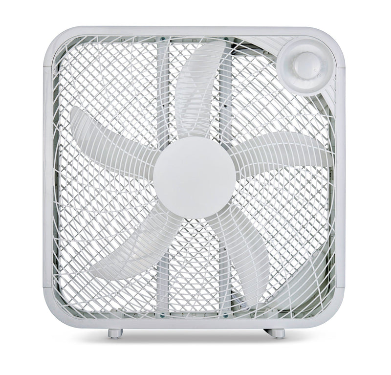 Plastic 5-Blade Portable Box/Floor Fan, 2-Speed, White, 20-in C7228