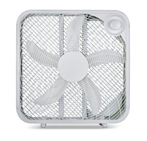 Plastic 5-Blade Portable Box/Floor Fan, 2-Speed, White, 20-in U6591