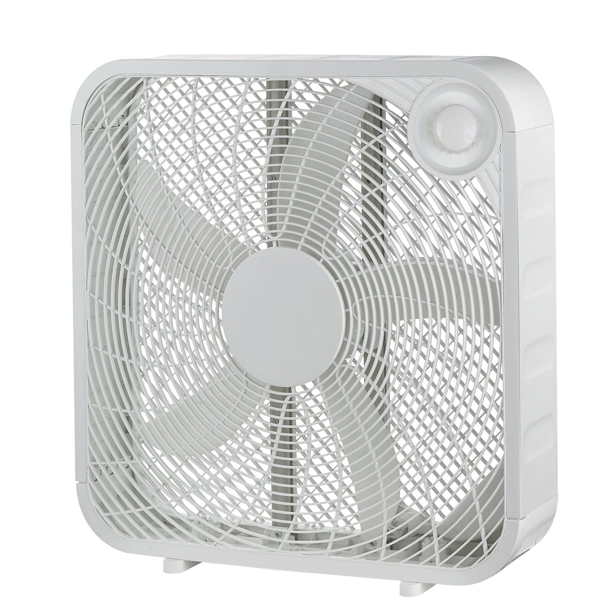 Plastic 5-Blade Portable Box/Floor Fan, 2-Speed, White, 20-in