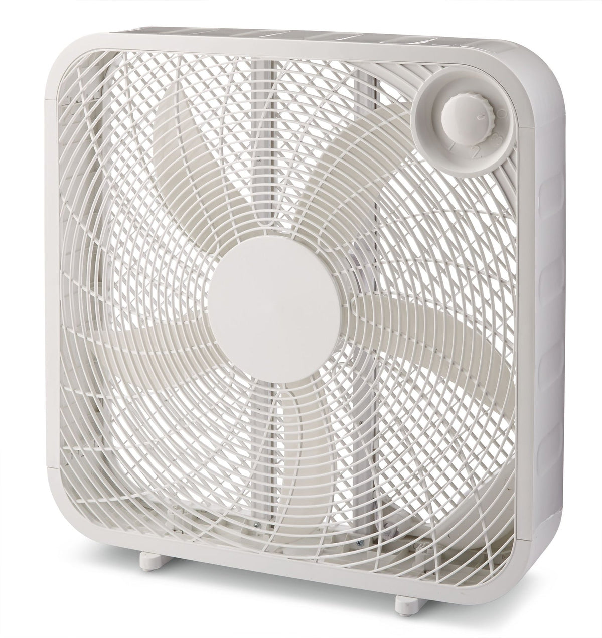 Plastic 5-Blade Portable Box/Floor Fan, 2-Speed, White, 20-in