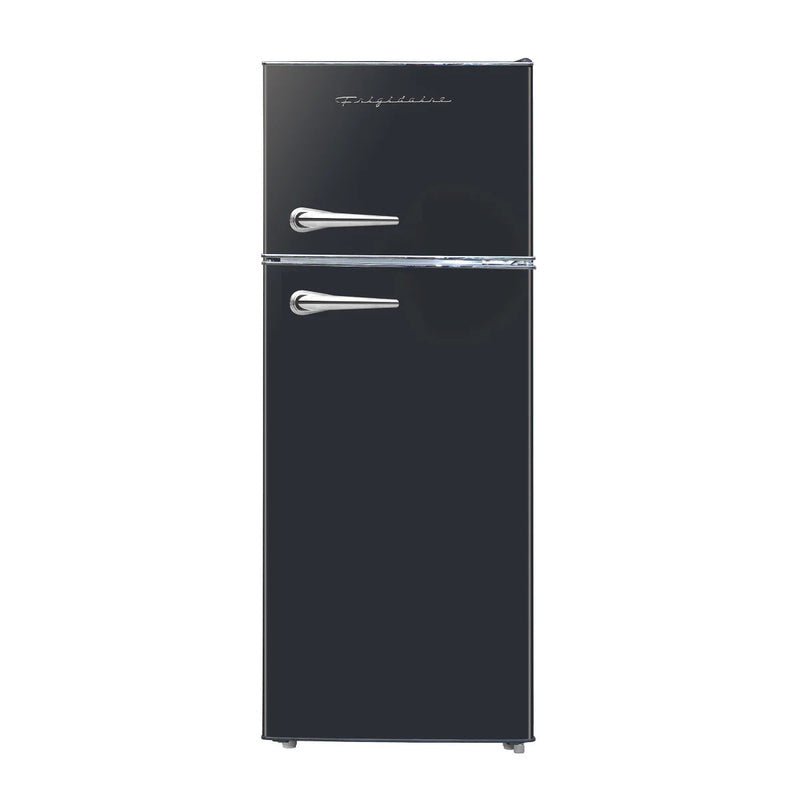7.5 cu ft Black Retro Top Mount Refrigerator with Classic Chrome Handle D9883