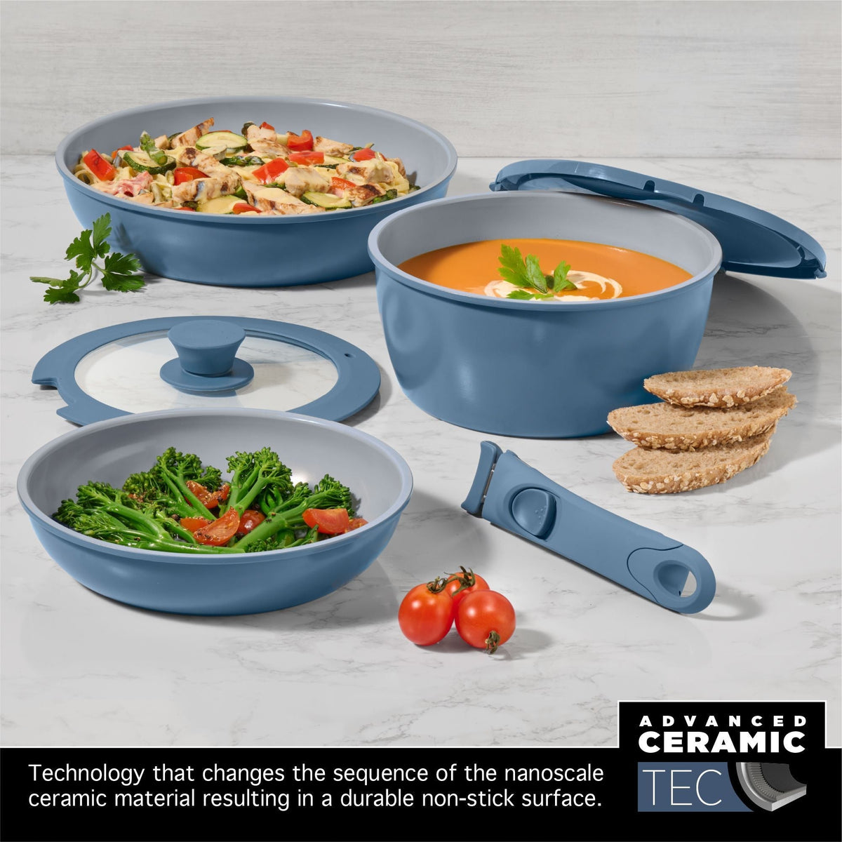 The Rock O Natural Kitchen Set with Detachable Handles, 6-pc