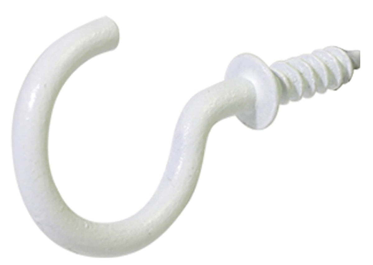 Steel Vinyl Mug Cup Hooks, Screw-In, White, 7/8-in, 40-pk