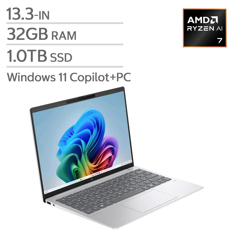 HP Omnibook 7 Aero 13.3-in. Copilot+ PC Laptop, AMD Ryzen AI 7 350, 32 GB RAM, 1 TB SSD K8908