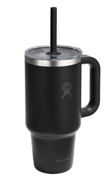Stainless Steel Insulated Travel Tumbler Cup with Clear Straw Lid & Handle, Various Colours, 32-oz