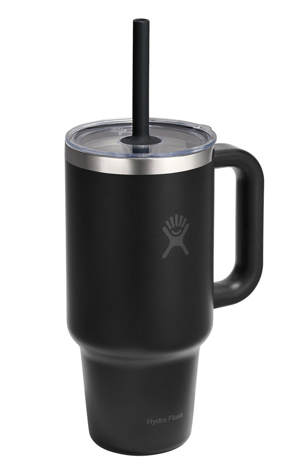 Stainless Steel Insulated Travel Tumbler Cup with Clear Straw Lid & Handle, Various Colours, 32-oz L5761