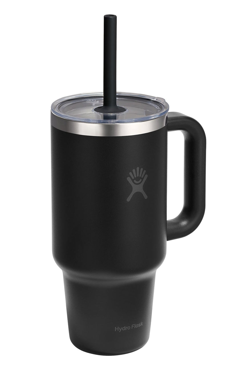 Stainless Steel Insulated Travel Tumbler Cup with Clear Straw Lid & Handle, Various Colours, 32-oz L5761