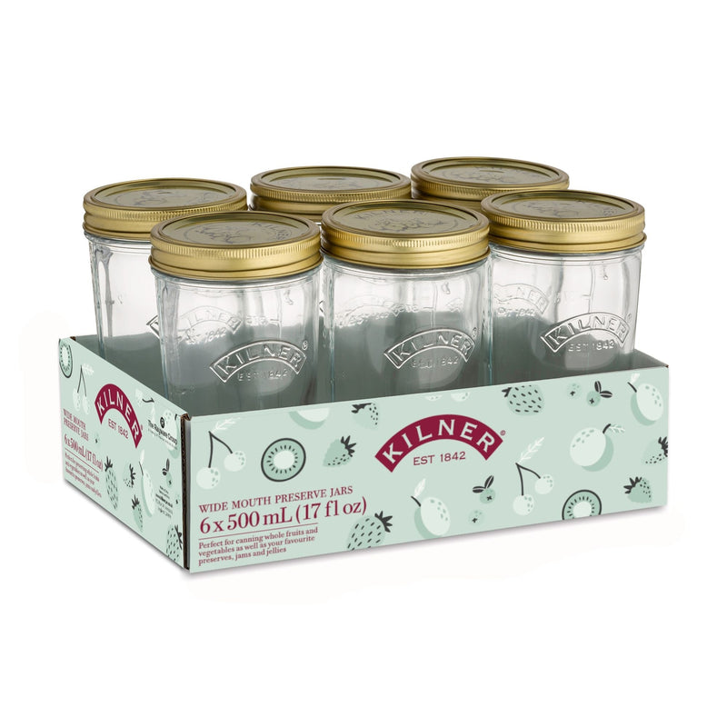 Wide Mouth Glass Mason Jars with Sealing Lids, 500-mL, 6-pk B7138