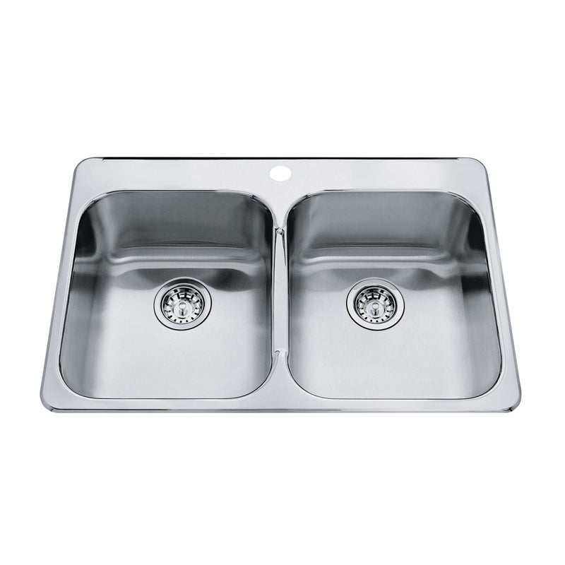 Top Mount Stainless Steel Double Bowl Kitchen Sink, 23x34x7-in O5951