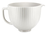 Microwave Safe Ceramic Bowl with Columns, White