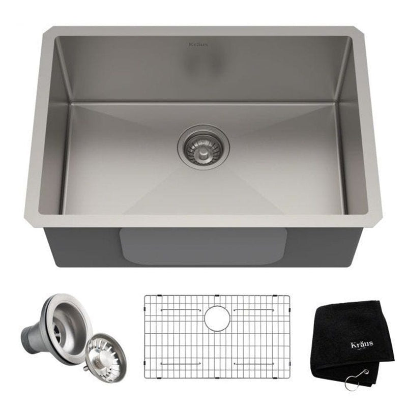 Standard PRO Undermount Stainless Steel Single Bowl Kitchen Sink, 26x18x10-in I6356