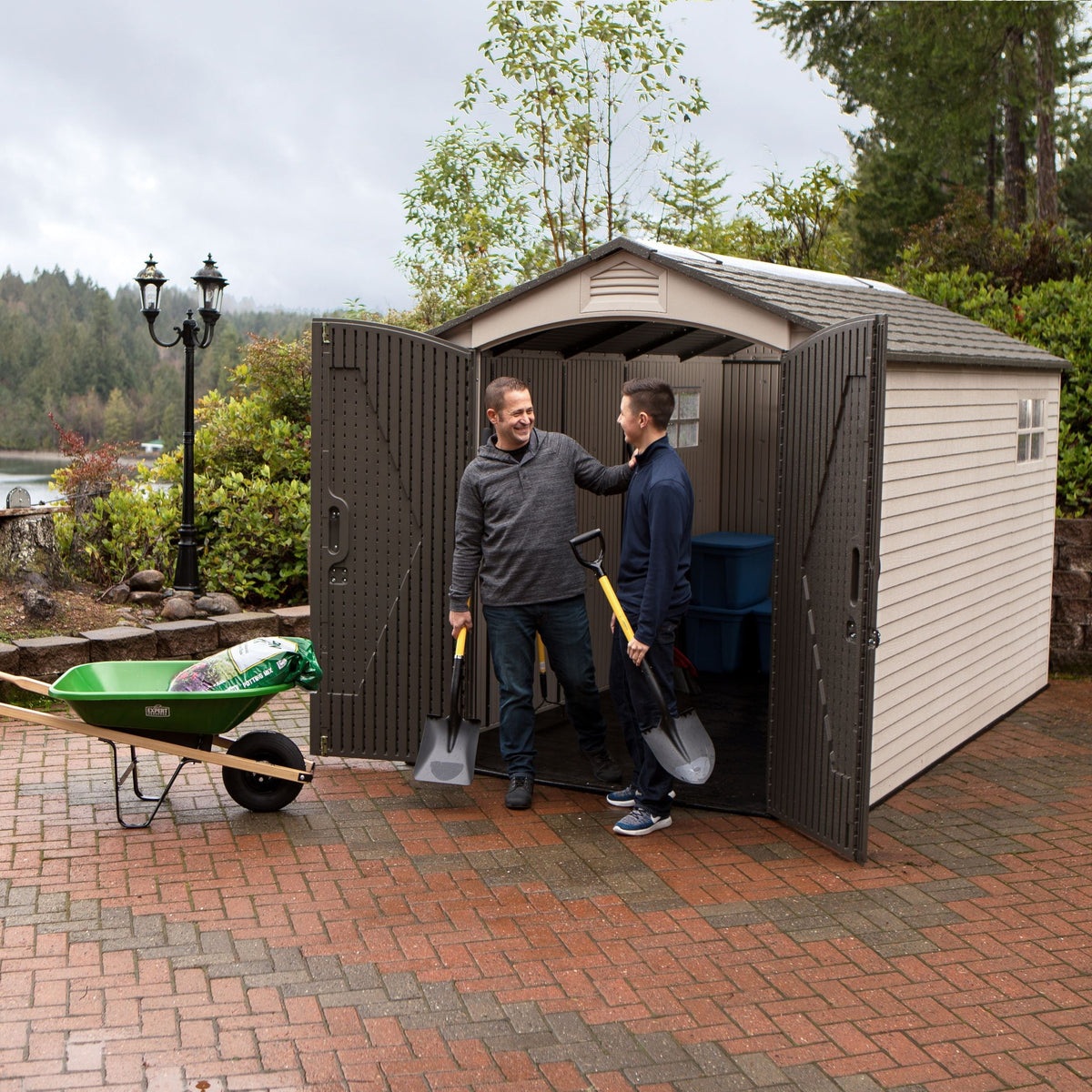 Lockable Steel Shed, Beige, 7 x 12 -ft