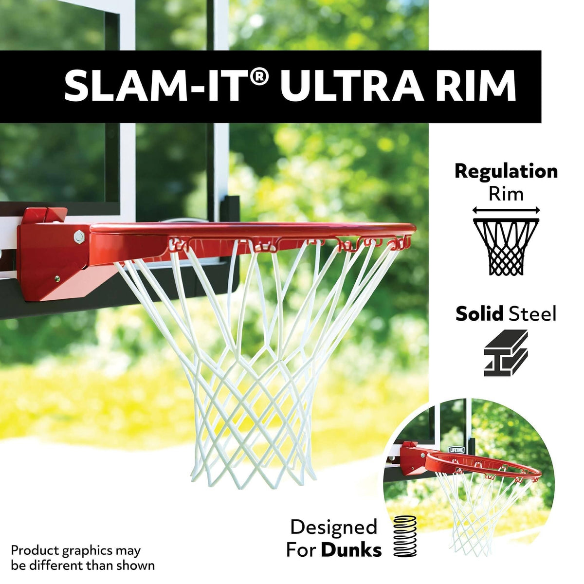 Portable Adjustable In-Ground Mammoth Bolt Down Outdoor Basketball Hoop, 54-in