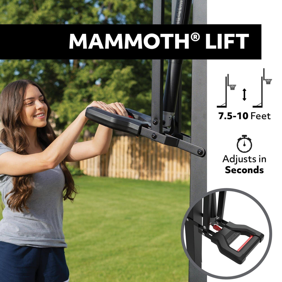 Portable Adjustable In-Ground Mammoth Bolt Down Outdoor Basketball Hoop, 54-in