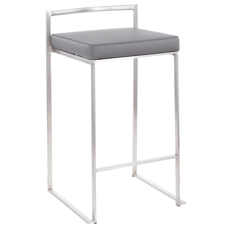 Fuji Stacker Fixed-Height Counter Stool, Grey, 26-in, 2-pc V7208