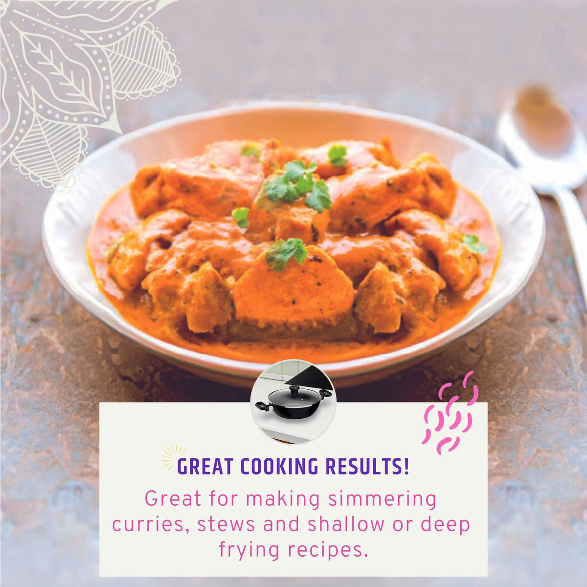 5.6qt Non-Stick Karahi with lid 30cm 12in