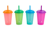 Plastic Colour Changing Cups with Straws & Lids, 12-oz, 4-pk, Assorted Colours