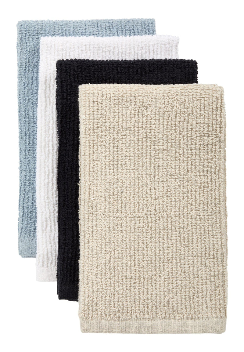 Bar Mop Kitchen Towels, Black, Grey, Blue & White, 16-in, 4-pk B2582