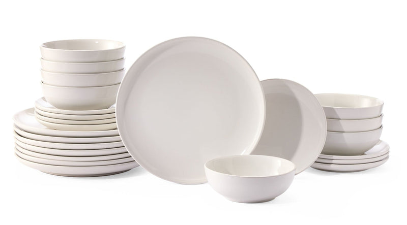 Essential Coupe Stoneware Dinnerware Set, Serves 8, 24-pc, Bright White D6409