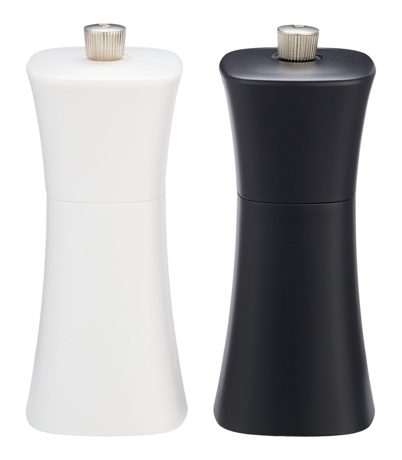 Plastic Salt & Pepper Grinder Set, Black & White P1889
