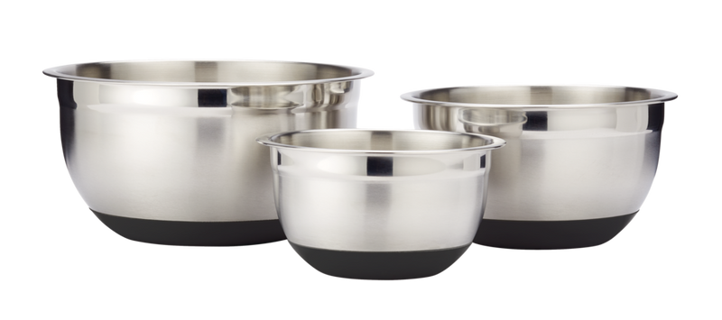 Stainless Steel Mixing Bowl Set with Non-Slip Bottom, Assorted Sizes, 3-pc K8290