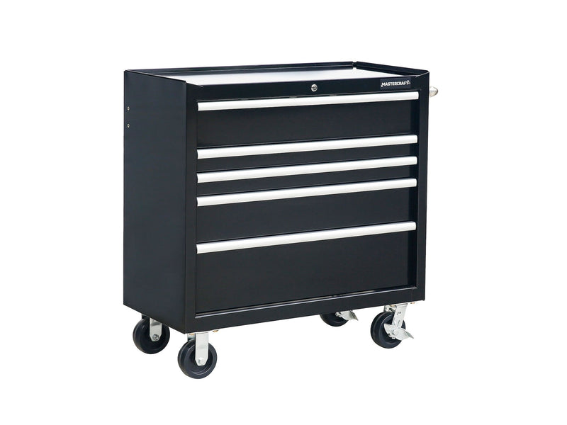5-Drawer Powder-Coated Steel Tool Cabinet, Black, 36-in G3101