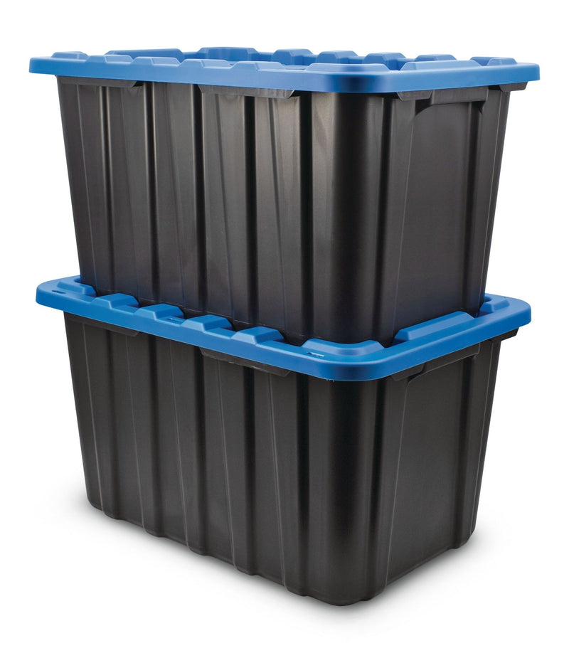Heavy Duty Plastic Storage Box Container, 102-L, Black, 2-pk F8325