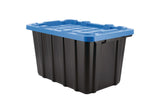 Heavy Duty Stackable Storage Box with Lid, 45-L, Black/Blue