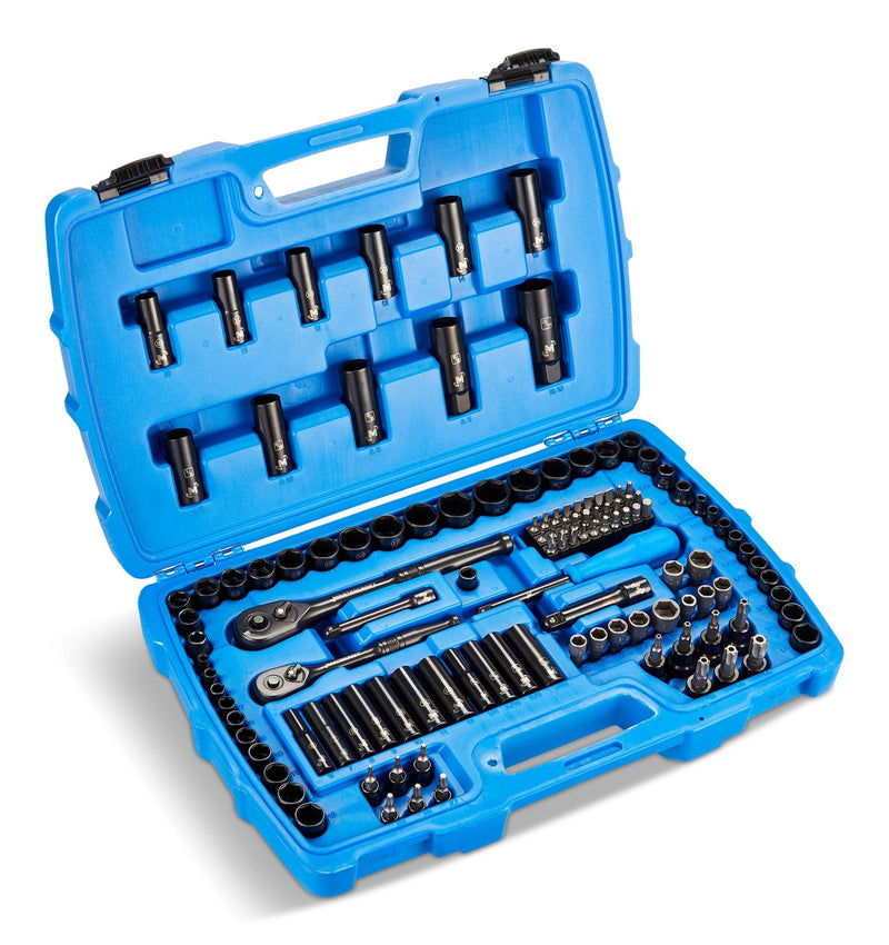 Socket Set, 122-pc, SAE/Metric, CRV, Black Steel Finish A6843