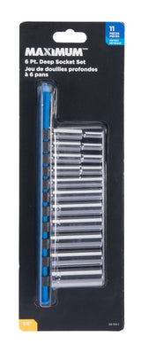 1/4-in Drive Deep Socket Set 11-pc, CRV, Nickel-Chrome Plating