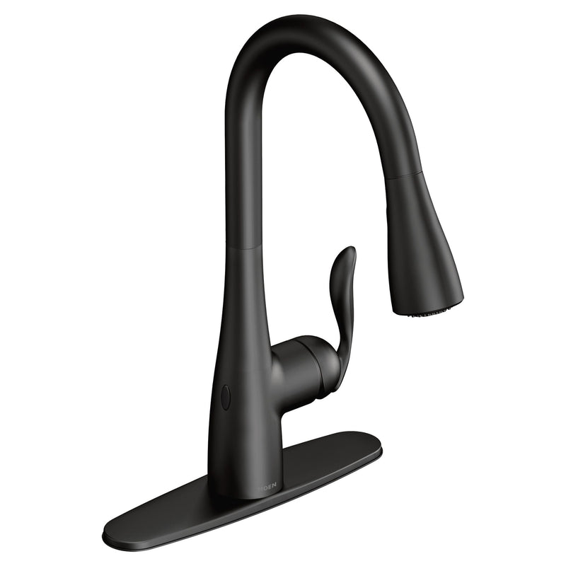 Arbor Single Handle Touchless Pull Down Sprayer Kitchen Faucet with & Power Clean, Matte Black P7656
