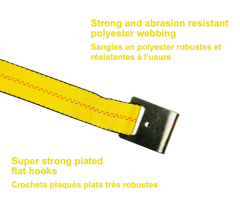 10,000-lb Commercial Ratchet Tie Down Strap, with Flat Hook, 2-in x 27-ft