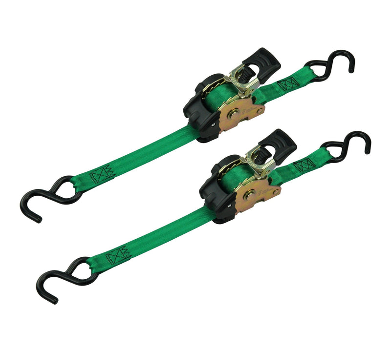 1,200-lb Retractable Ratchet Tie Down Straps, 1-in x 10-ft (2.54 cm x 3 m), 2-pk Q4796