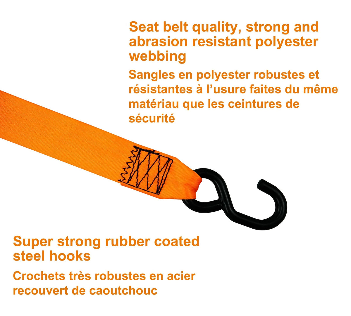 3,300-lb Retractable Heavy-Duty Ratchet Tie Down Straps, 2-in x 10-ft, 2-pk