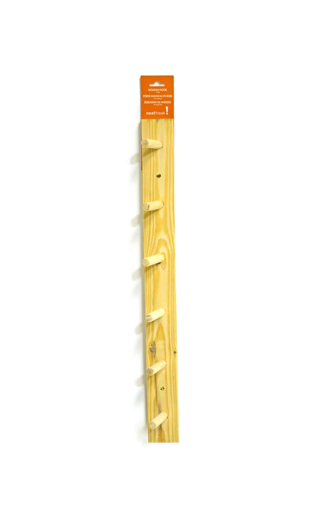 Wooden 6-Peg Hook, Natural, 24-in A2269