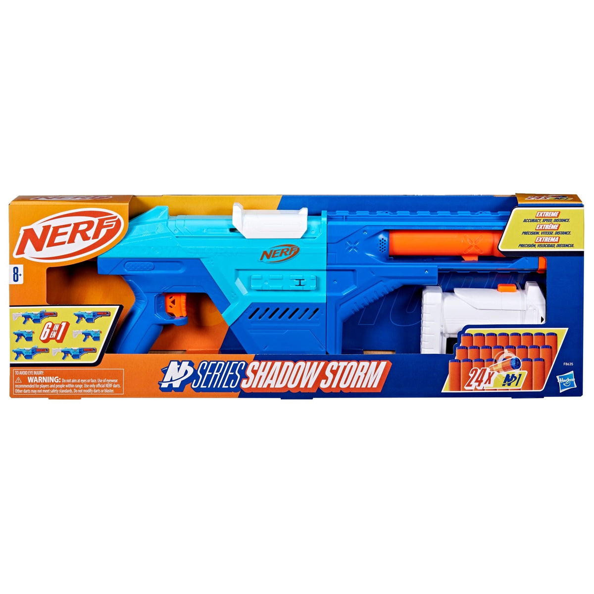 N Series Shadow Storm Dart Blaster, 6-in-1 Customization, Includes 24-Darts, Ages 8+