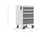Bold 3.0 Series Lockable 4-Drawer Rolling Tool Cabinet, Fully-Welded, 600-lb Capacity, White/Platinum, 21-in