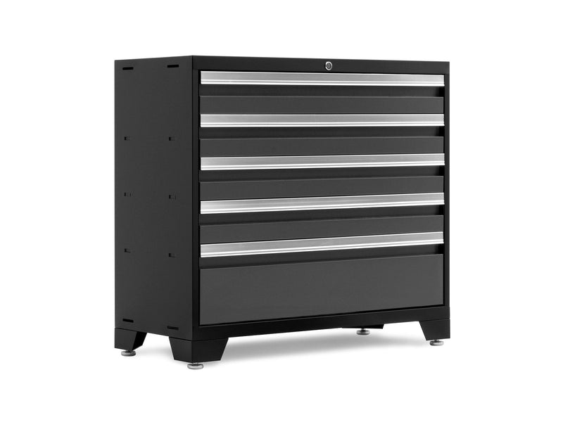 Bold 3.0 Series Lockable 5-Drawer Steel Tool Cabinet with Adjustable Legs, Fully-Welded, Black/Grey, 36-in H4720