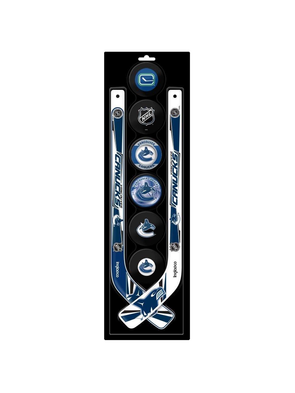 Mini Hockey Pucks & Sticks Set, 8-pc