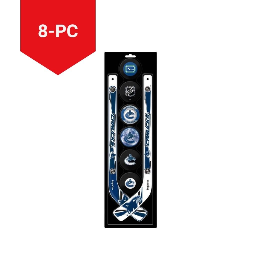 Mini Hockey Pucks & Sticks Set, 8-pc