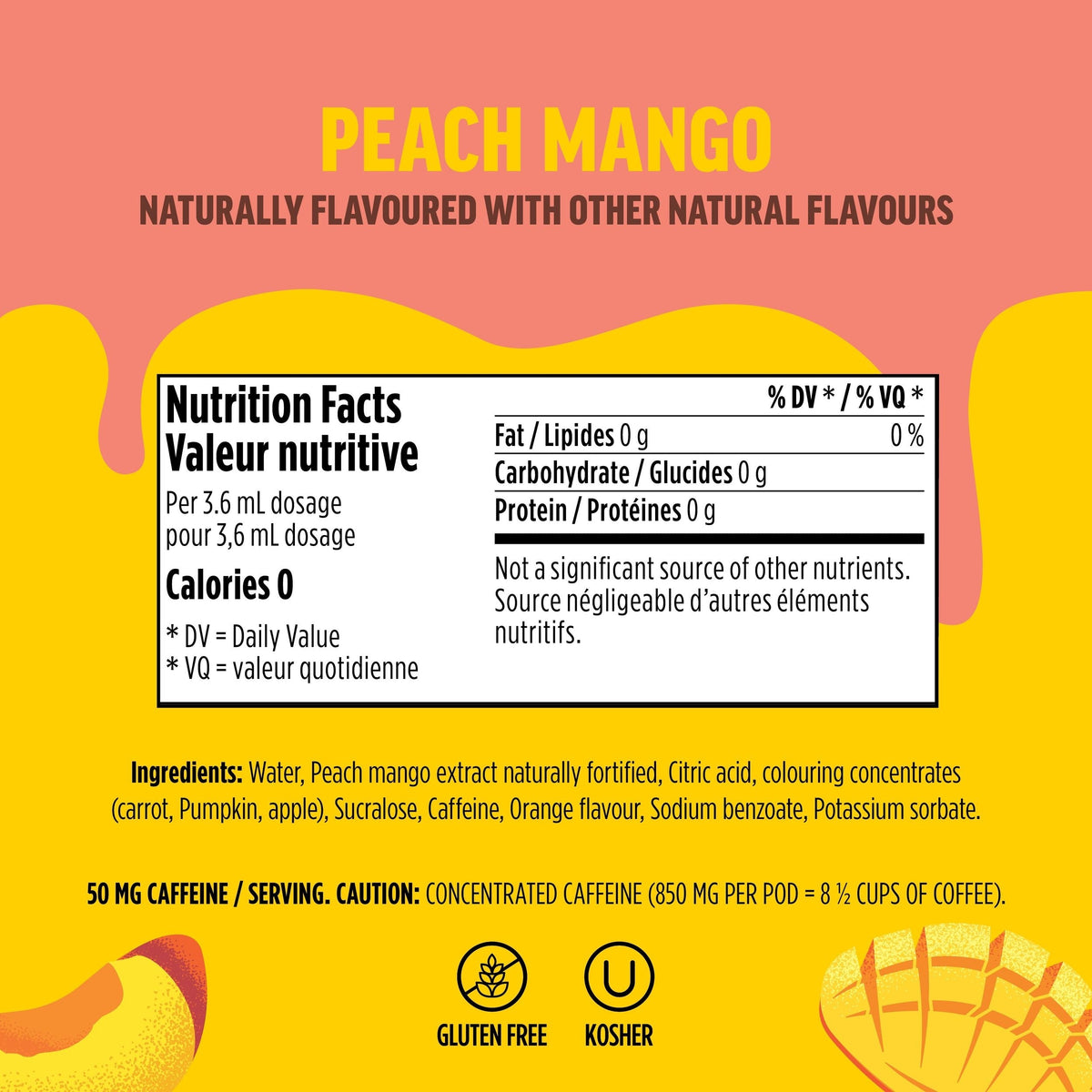 Thirsti FRUITI CHILL + CAFFEINE Peach Mango Flavoured Water Drops