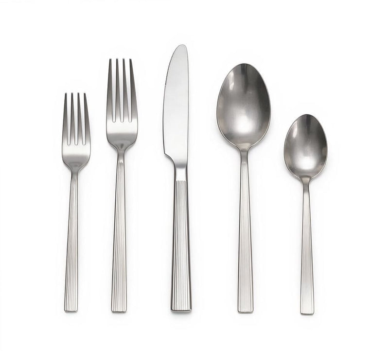 Pinette Refined Rib Mirror Finish Stainless Steel Flatware Set, Serves 12, 60-pc D6316