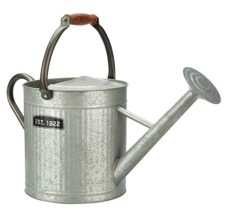 Vintage Style Decorative Watering Can with Wooden Handle, 7.5-L, (1.8 US gal), Silver T8485