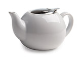 Ceramic Teapot with Stainless Steel Infuser, 0.71-L, White
