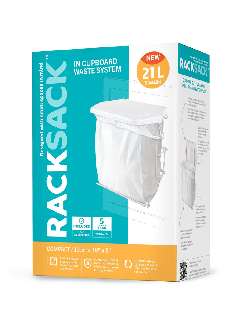 Expandable Kitchen Garbage Bag Holder, Fits 15-L or 21-L bags, Includes 5 bags M3942