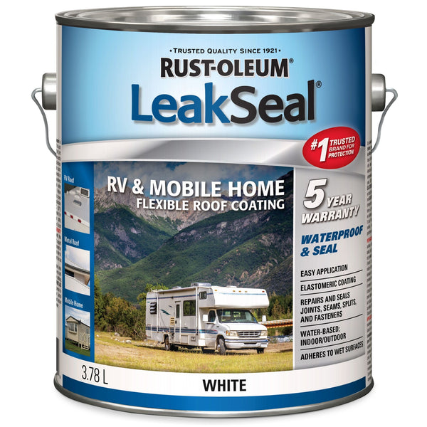 LeakSeal Waterproof Mobile Home & RV Roof Sealant / Coating, White, 3.78-L L2158