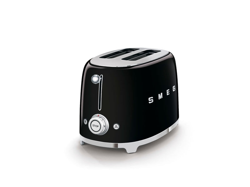 50's Retro Style Wide Slot Pop Up Electric Toaster with 6 Settings, 2-Slice, Black O839