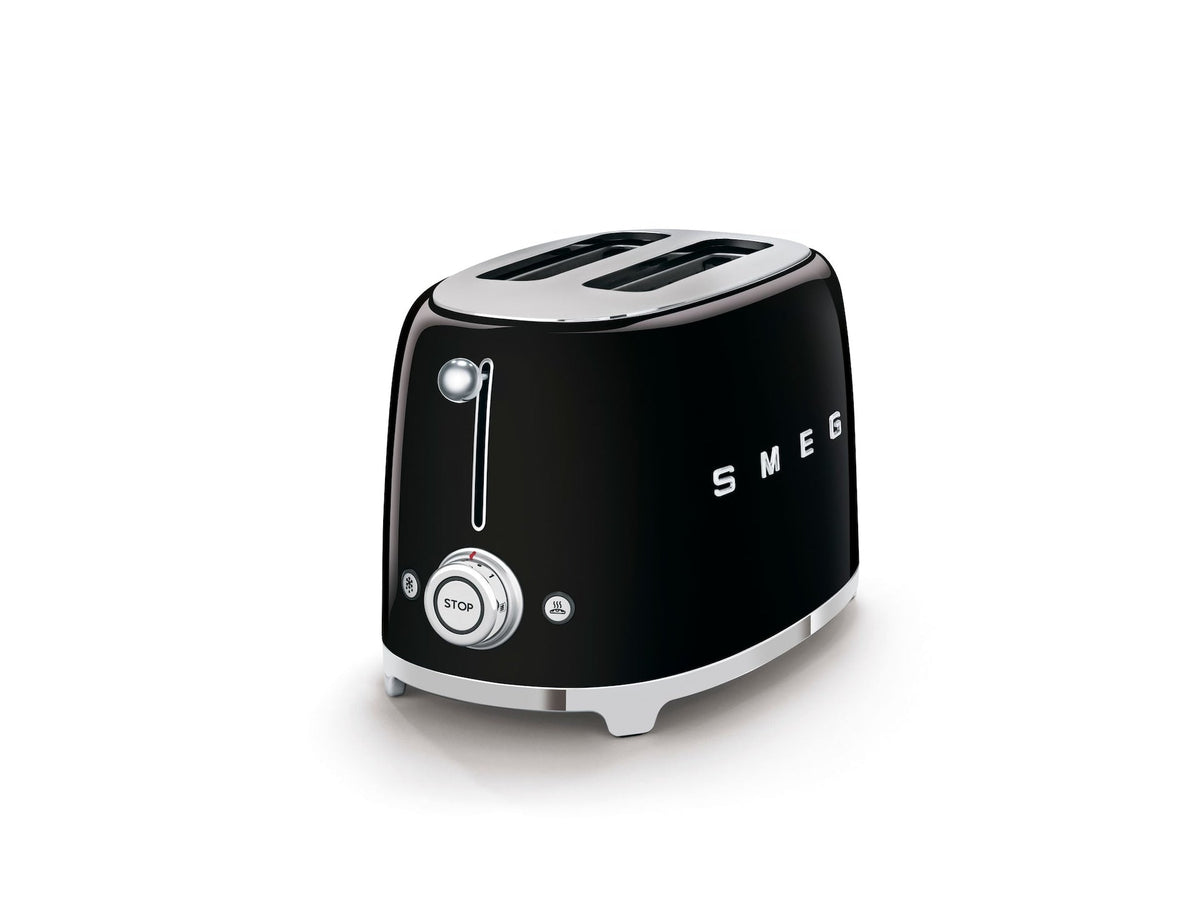 50's Retro Style Wide Slot Pop Up Electric Toaster with 6 Settings, 2-Slice, Black