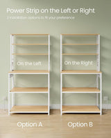 Home Oak/White Baker's Rack with 4 AC Outlets