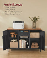 Home Rustic Brown/Black Metal Buffet Cabinet